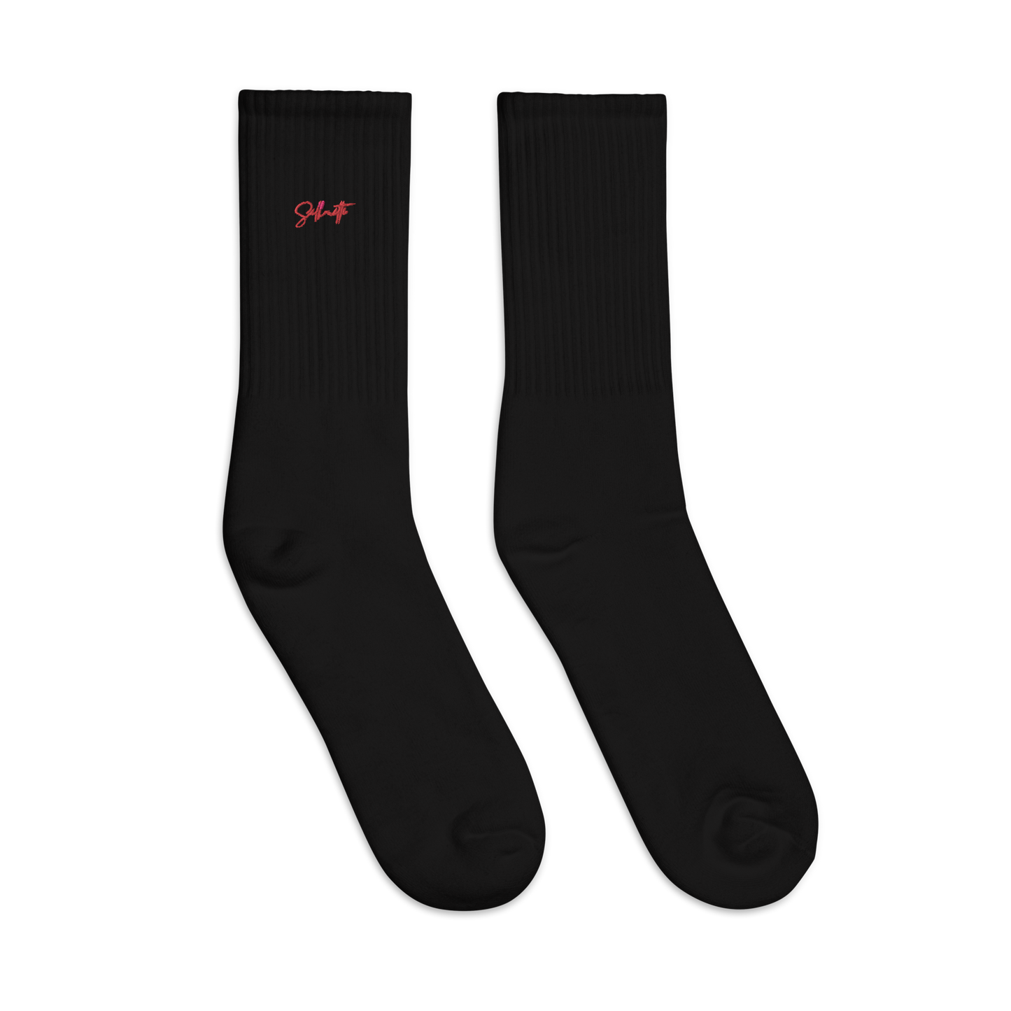 cursive silhouette socks