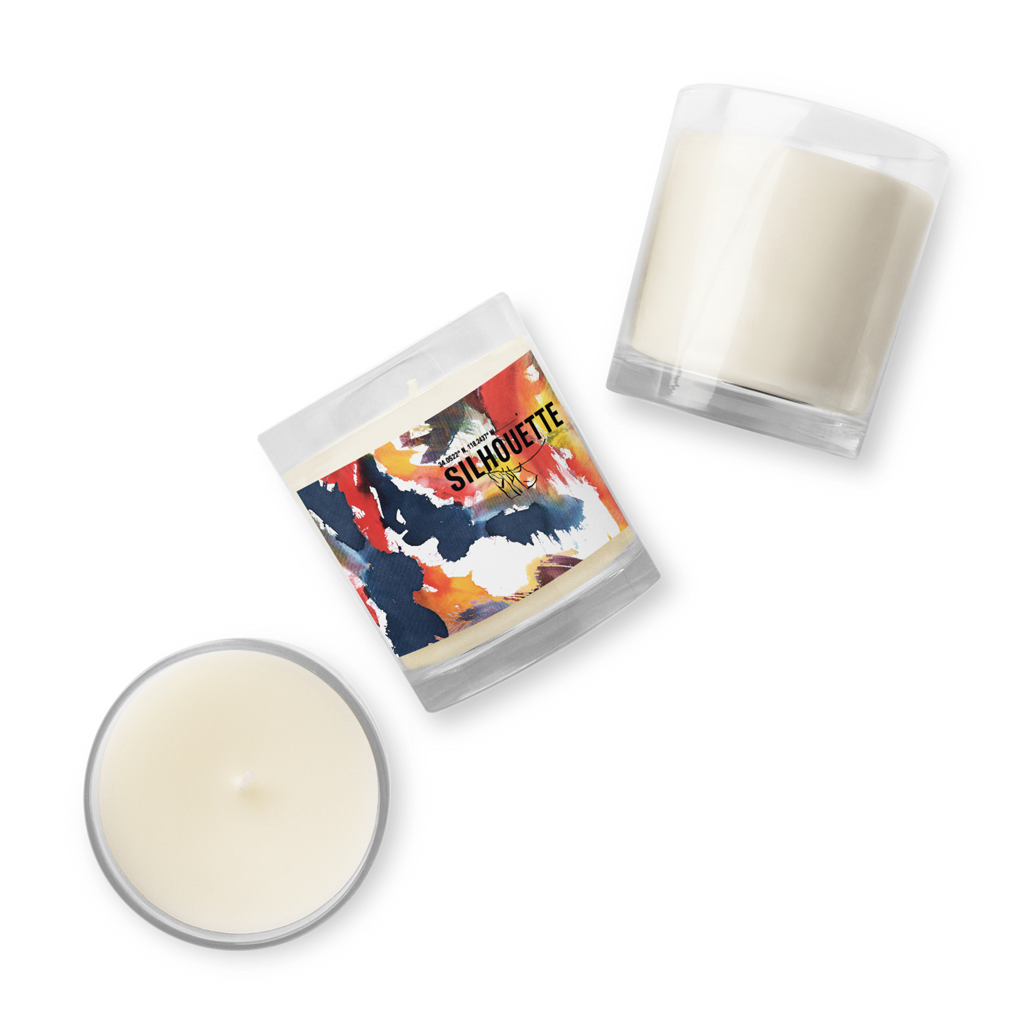 silhouette and confetti soy wax candle