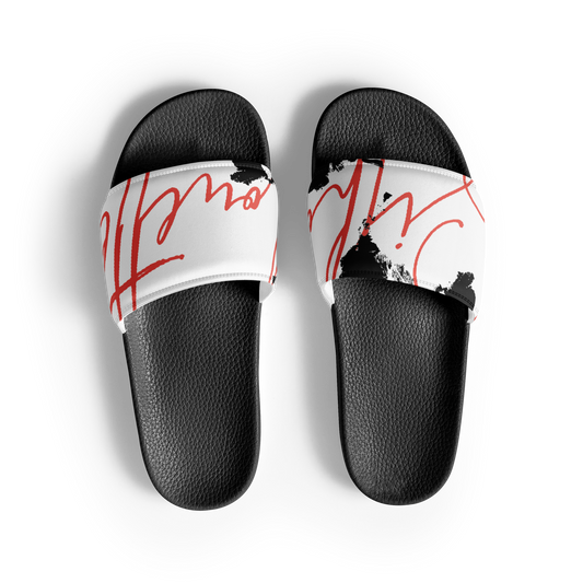 men’s cursive slides