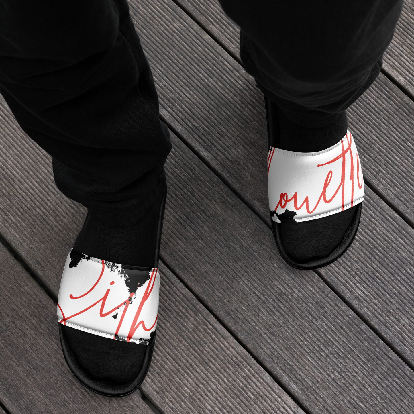 men’s cursive slides