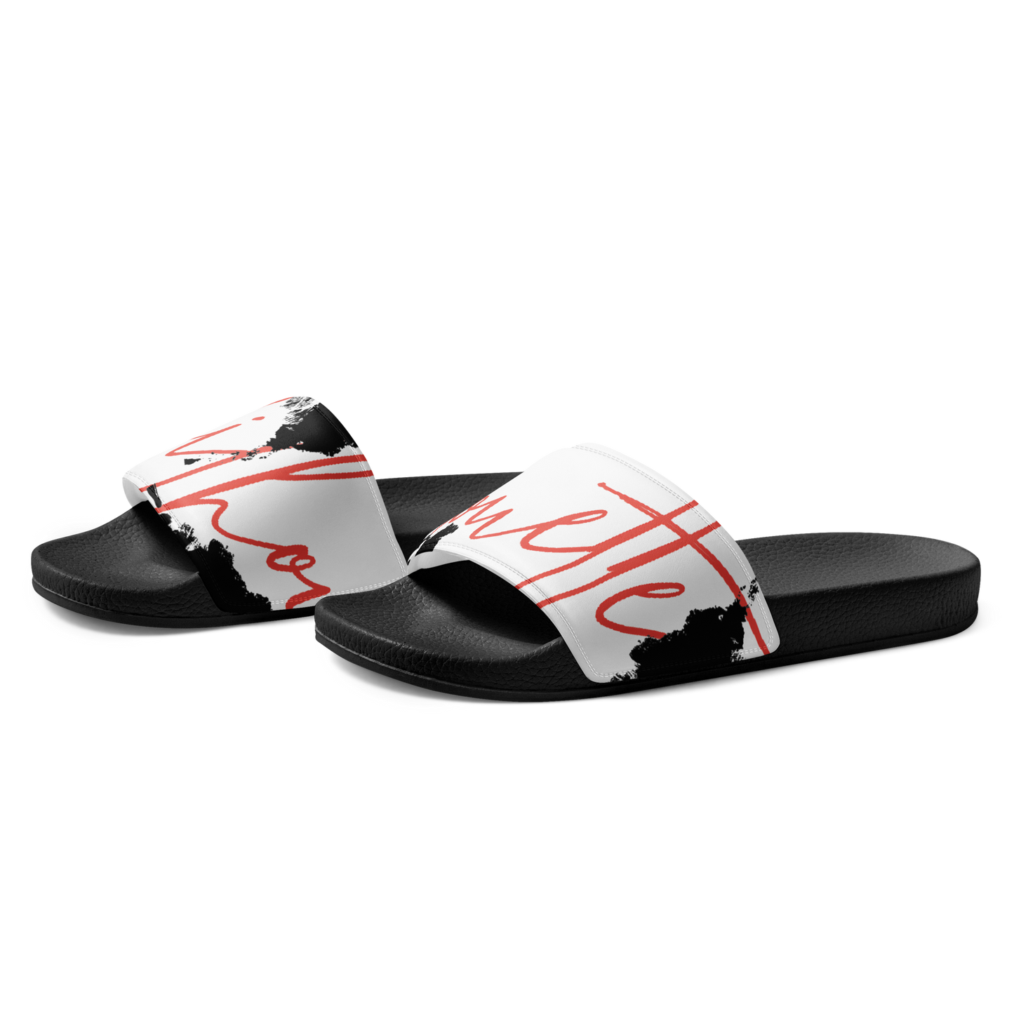 men’s cursive slides