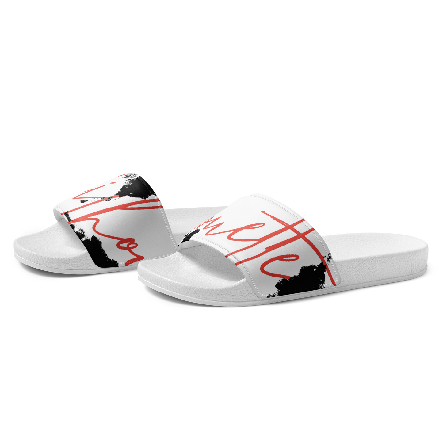 men’s cursive slides