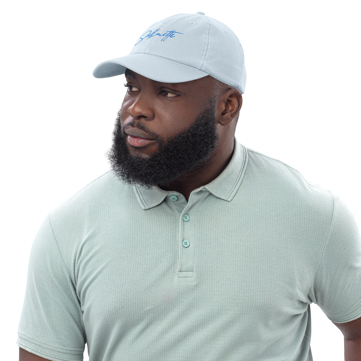 sherbert blue cursive pastel dad hat