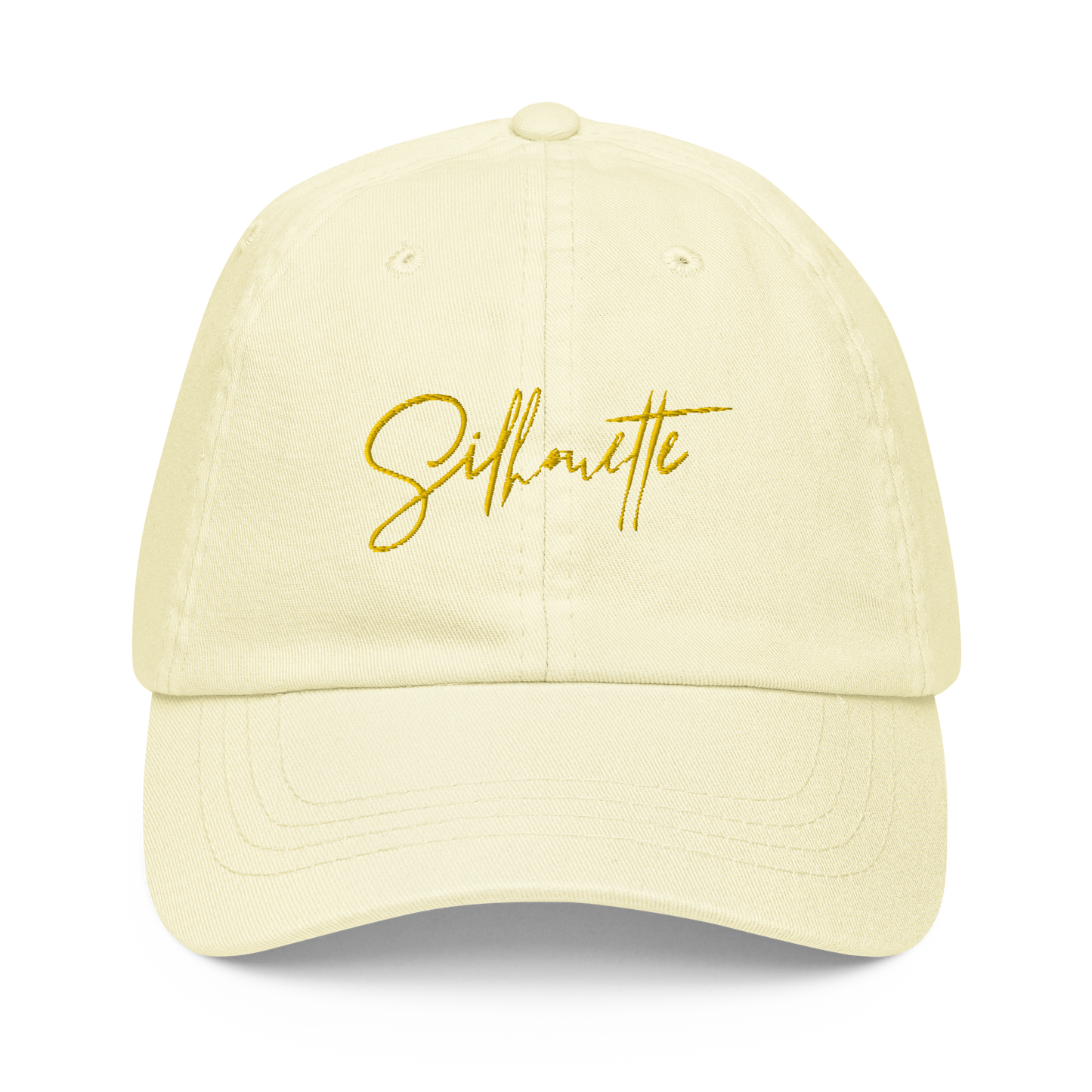 sherbert yellow cursive pastel dad hat