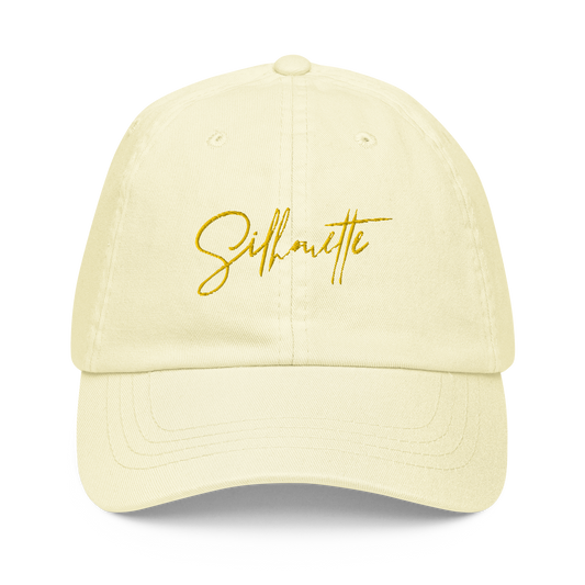 sherbert yellow cursive pastel dad hat