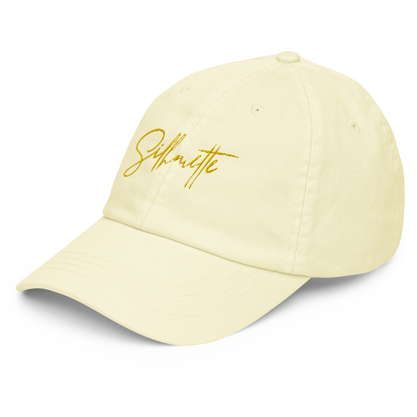 sherbert yellow cursive pastel dad hat