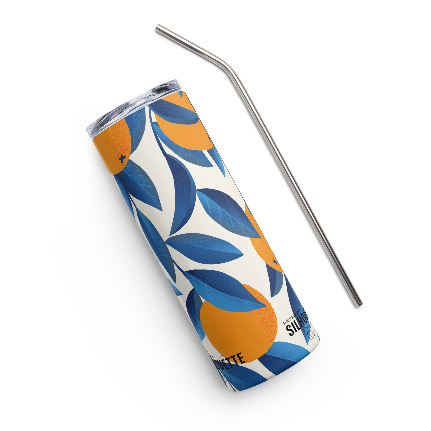 silhouette and orange juice stainless steel tumbler