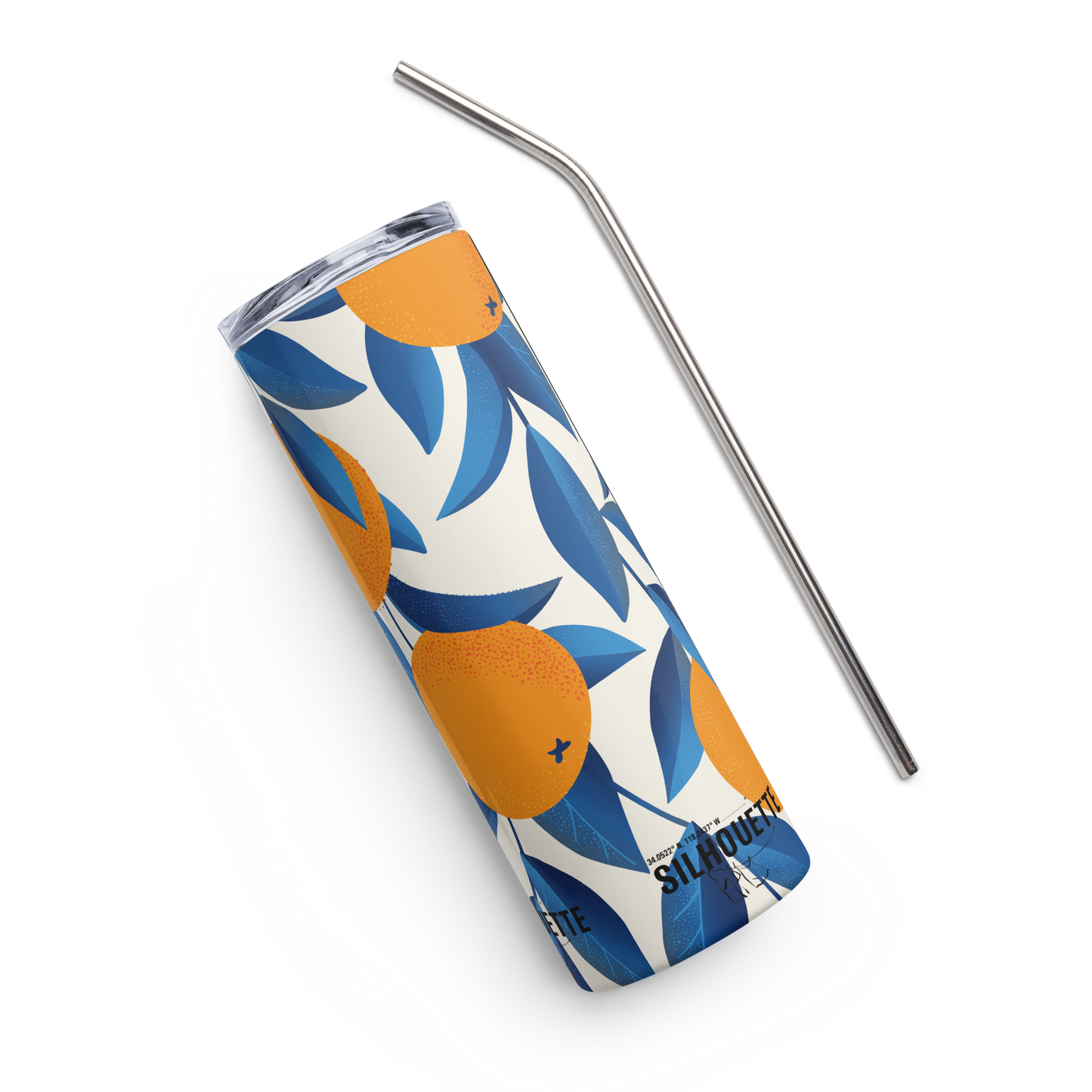 silhouette and orange juice stainless steel tumbler