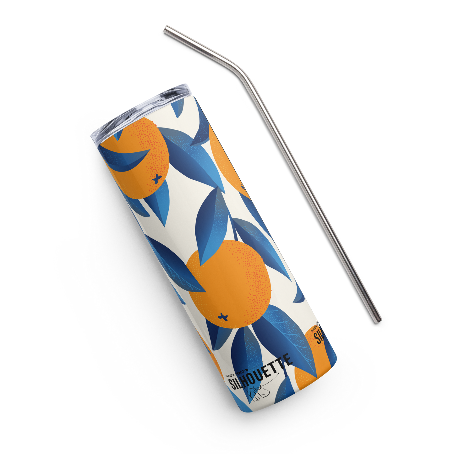 silhouette and orange juice stainless steel tumbler