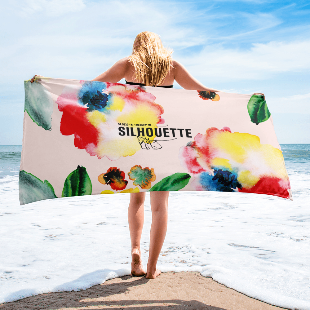 silhouette floral towel