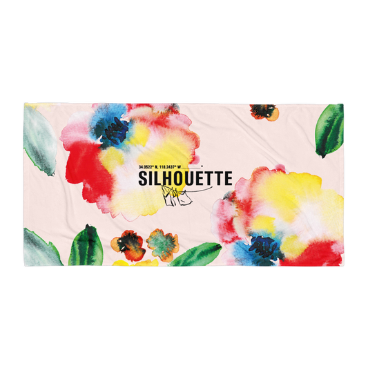 silhouette floral towel