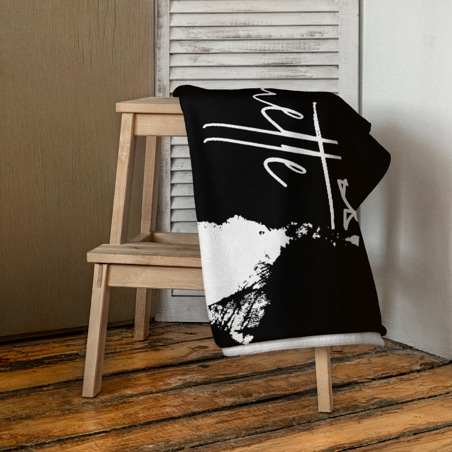 silhouette black cursive towel